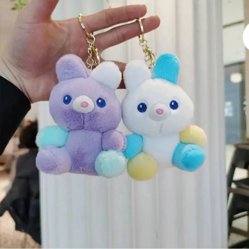 

new hot Plush Creative Funny Colorized bear stand sit doll Cute fashione Bag Pendant Cartoon decorate Doll Keychain couple gift