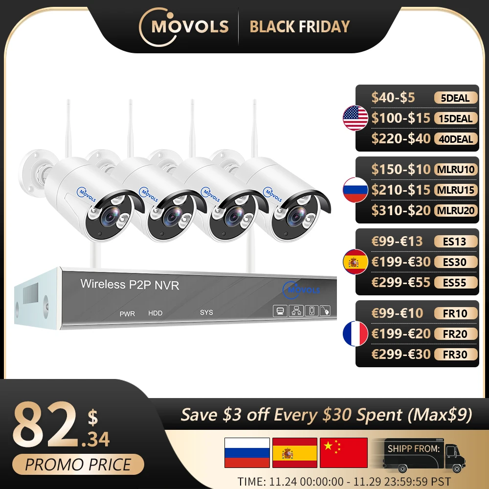 Movols Tuya Video Surveillance Cameras System With Wireless Wifi Nvr ...