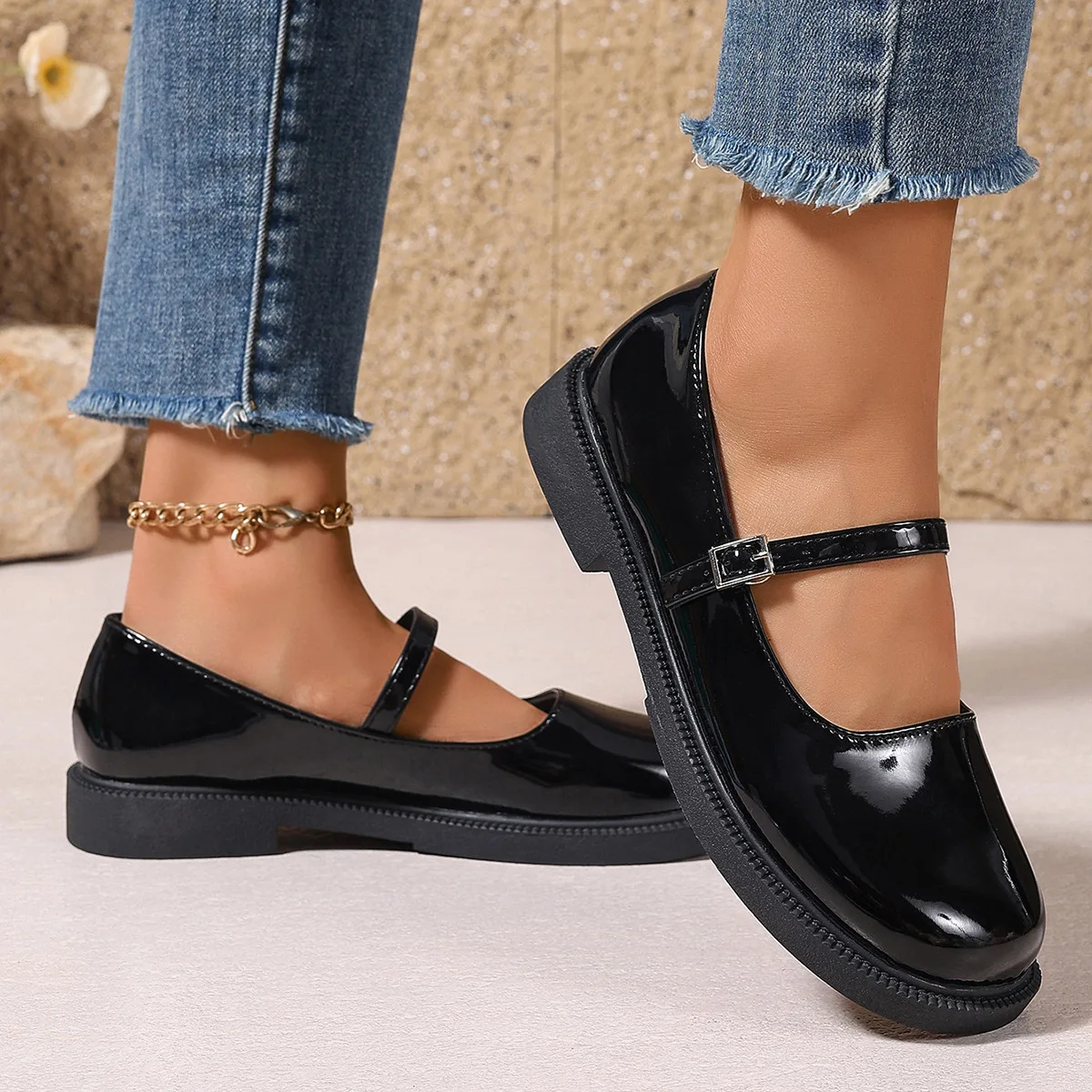 Plus Size 42 Women Leather Shoes Round Toe Mary Janes Shoes Black Girls Student School Shoes Low Heels Lolita Oxford 3