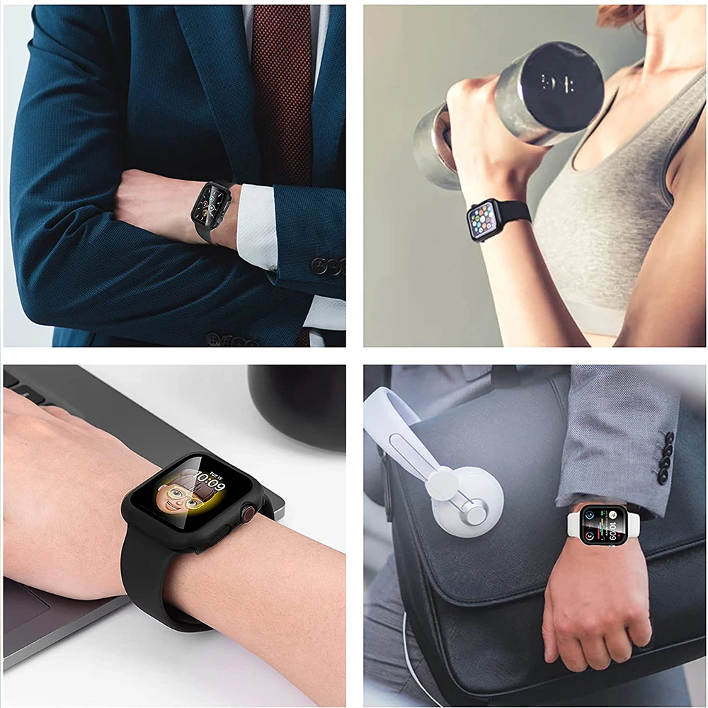 Glass+Watch Cover for Apple Watch Case 41mm 45mm 40mm 44mm 42mm 38mm Matte Bumper+Screen Protector for Iwatch SE 7 6 5 4 3 2 1