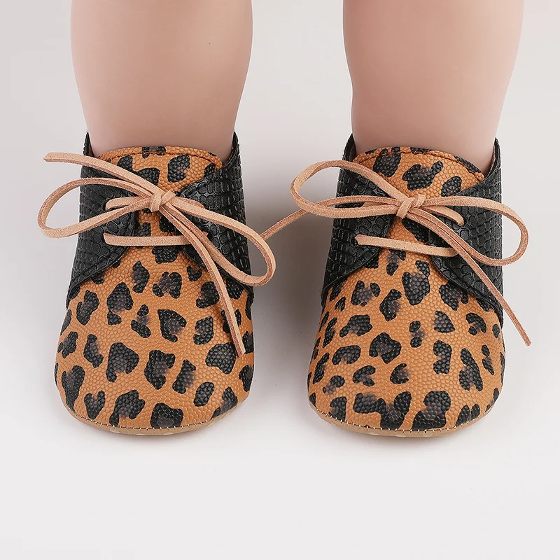 Spring Autumn Baby Shoes Retro Leopard Print First Walkers Newborn Soft Bottom Non-Slip Leather Shoes Toddler Casual Shoes 6