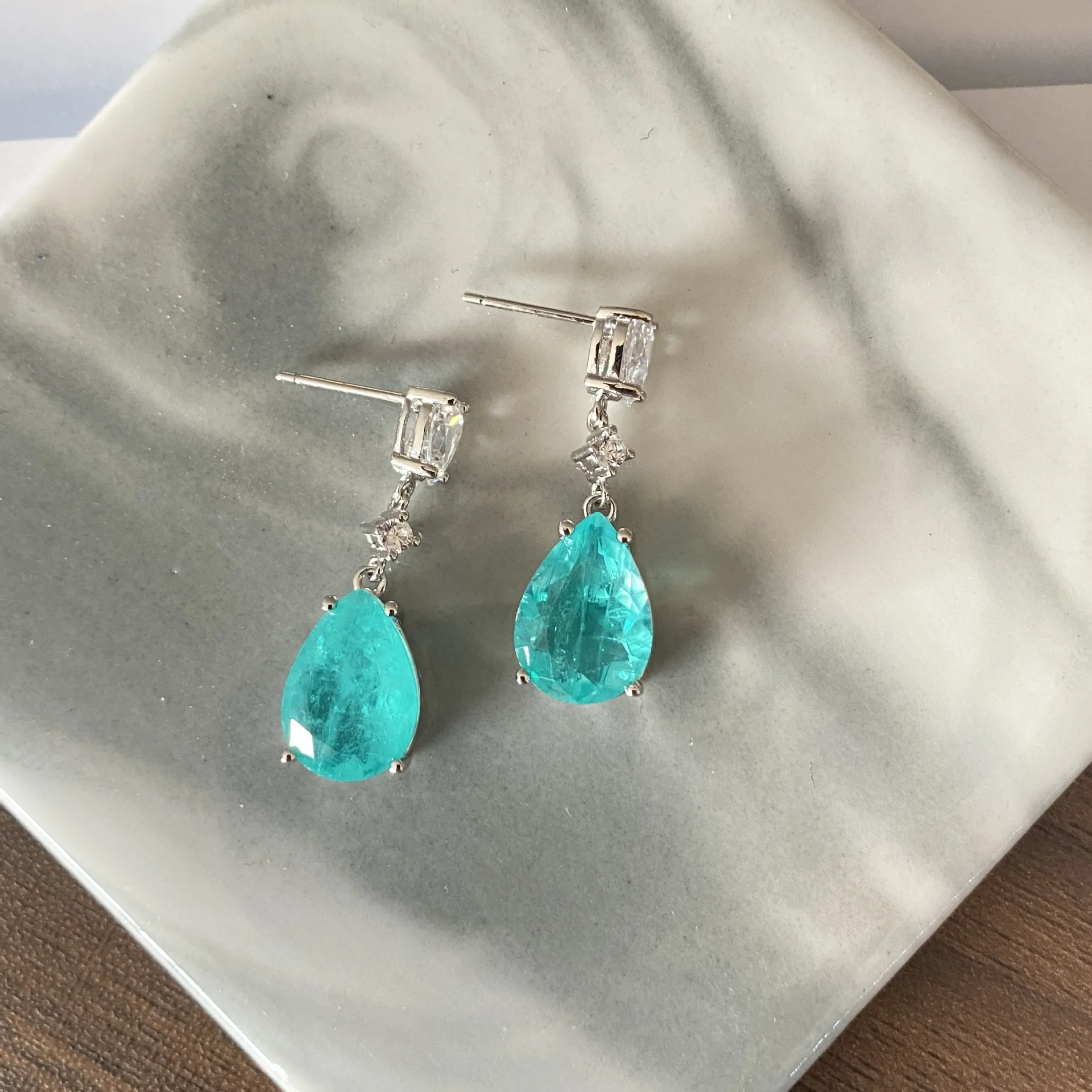 

Solid S925 Sterling Silver Sapphire Jewelry Drop Earring for Women Aros Mujer Oreja Blue Sapphire Gemstone Jewelry Orecchini
