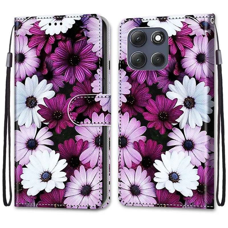 Flower Pattern Flip Wallet Leather Phone Case with Stand and Book Cover Design