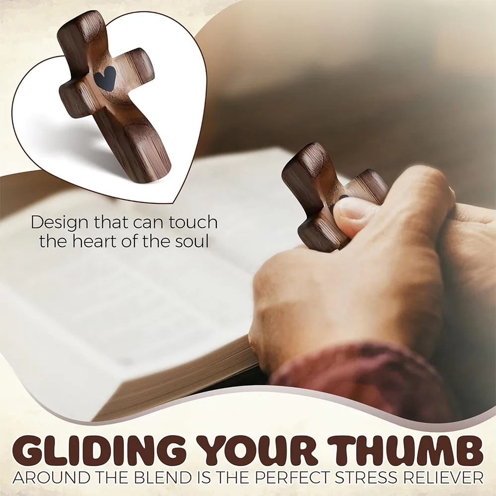 Handheld Walnut Wood Cross