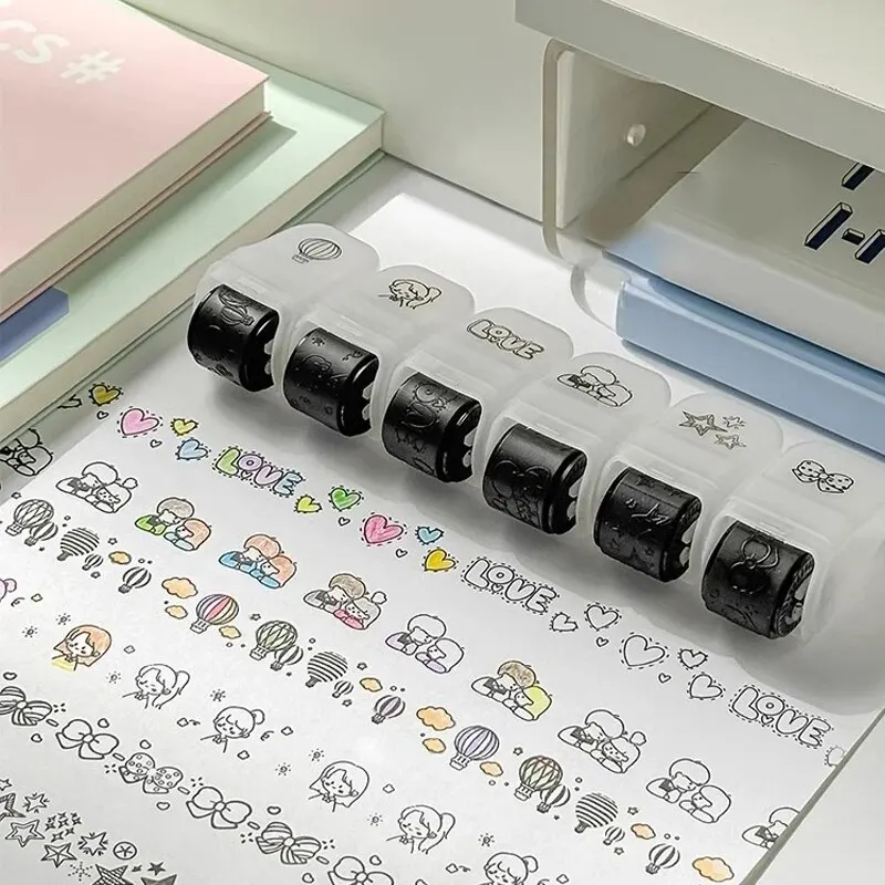 childrens seal 2PC Cartoon Pattern Lace Band Children's Rolling Flower Seal Creative Seal Graffiti Handbook DIY Roller Lace Decoration Band