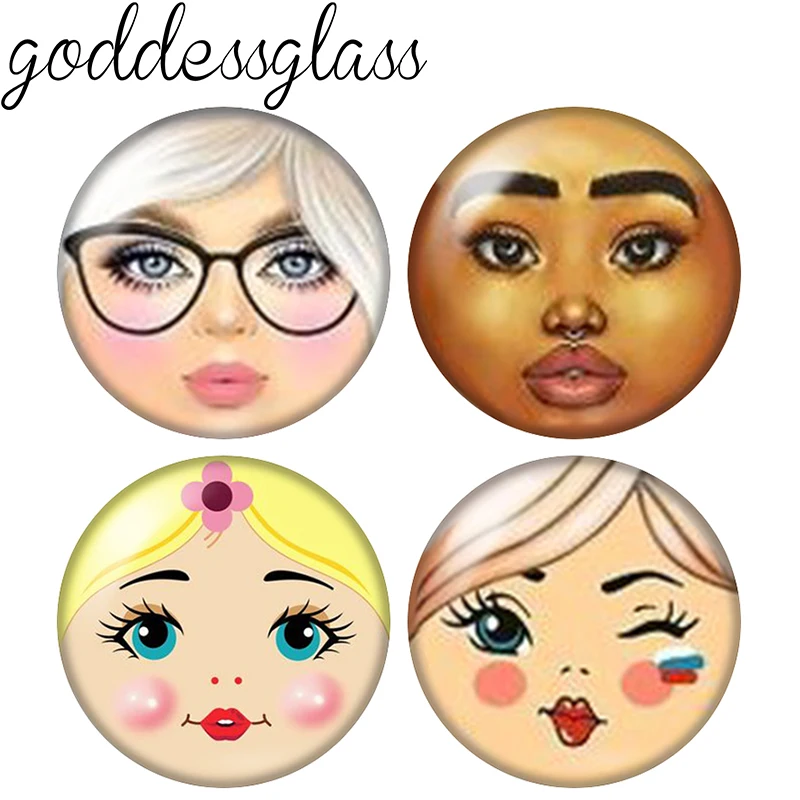 

матрёшка matryoshka Girl Face Hot sale 10pcs mixed 12mm/18mm/20mm/25mm Round photo glass cabochon demo flat back Making findings