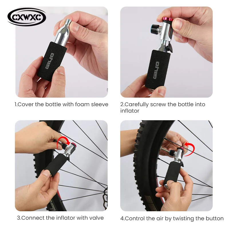 CXWXC Bicycle CO2 Pump Schrader Presta Portable Mini Tire Tube CO2