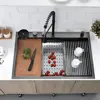 33   Drop In Kitchen Sink with Faucet Combo, 33x22 Inch Drop In Waterfall Kitchen Sink Workstation 16 Gauge S 3