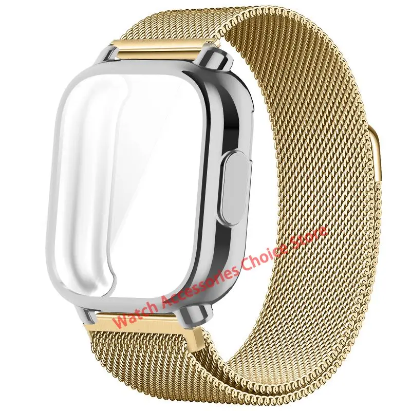 Premium TPU Case with Milanese Magnetic Metal Strap for Smart Watch - Full Screen Protection, Soft Shell Design