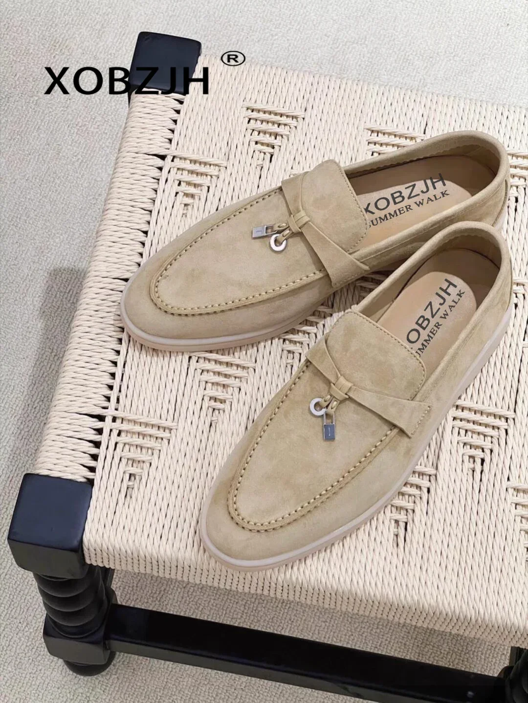 Women Loafers Summer Walk Suede Spring Autumn Fashion CausaleLeather Metal Pendant Flat Lazy SlipOn Mules