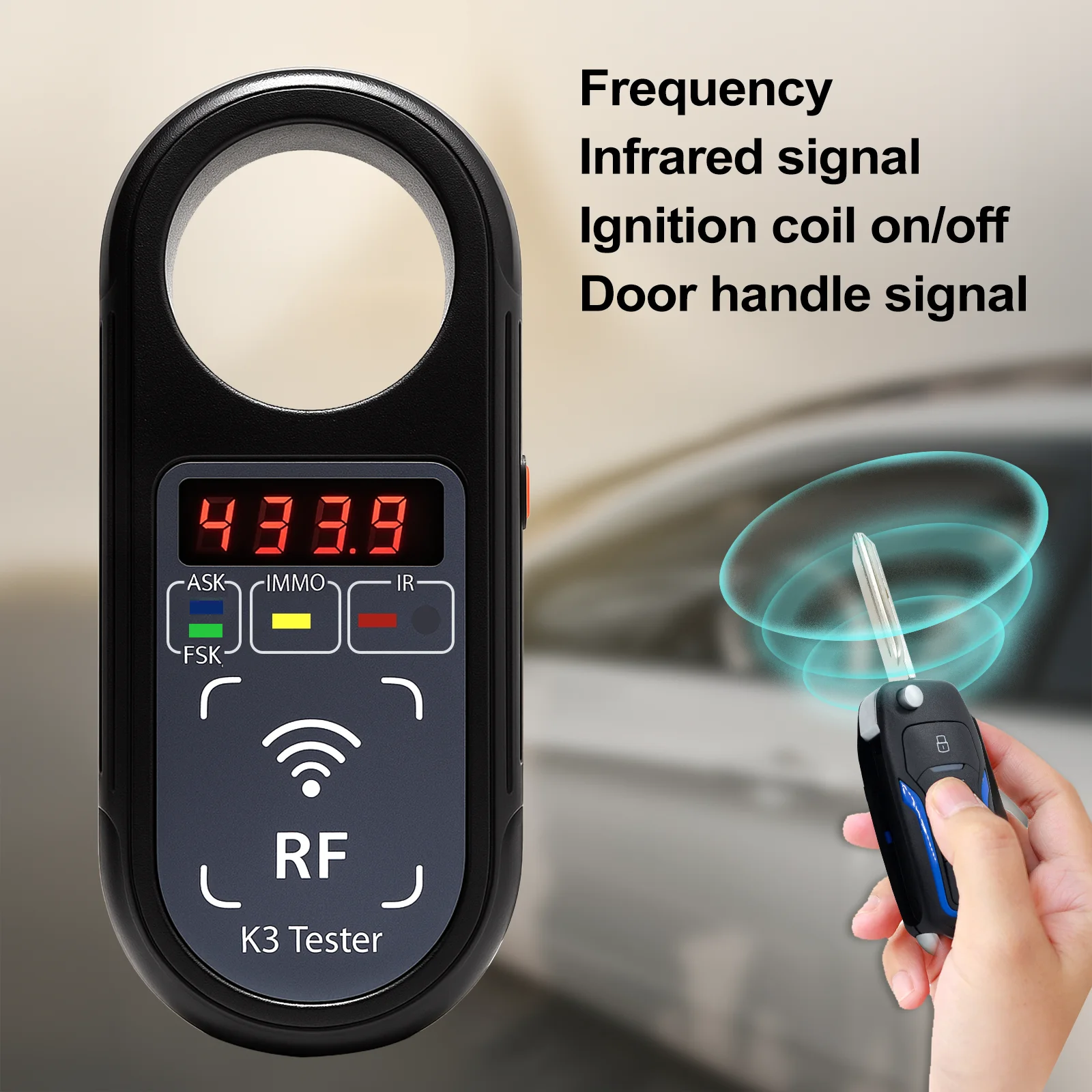 Remote Key Tester AIKKEY Portable K3 Frequency RF Remote Tester with Display 100-999MHz