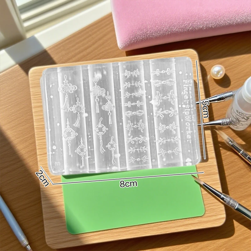 3D 실리콘 네일 조각 금형 복고풍 중국어 매듭 달콤한 꽃 네일 템플릿 DIY 네일 아트 장식 매니큐어 디자인 도구