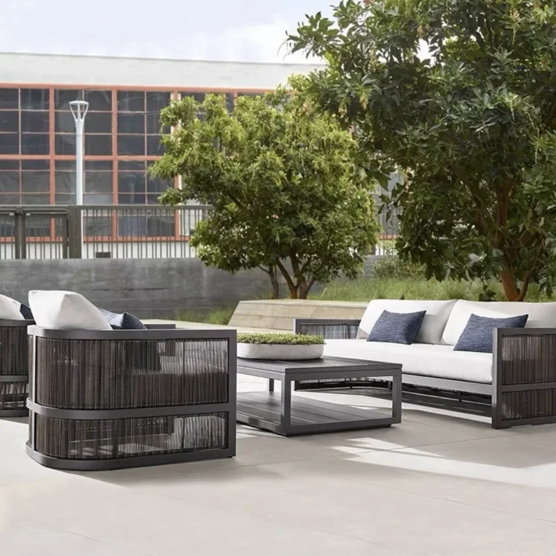Teak Sofa Outdoor Furniture Set Outdoor Garden Sessions Sofa Patio Lounger Modern Luxury Scandinavian Style Customizable