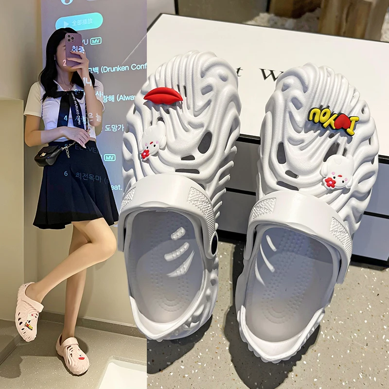 2023 Summer Flat Sandals Soft and Comfortable Fingerprint Couple Sandals Candy Casual Beach Shoes Outdoor Women's Sandals