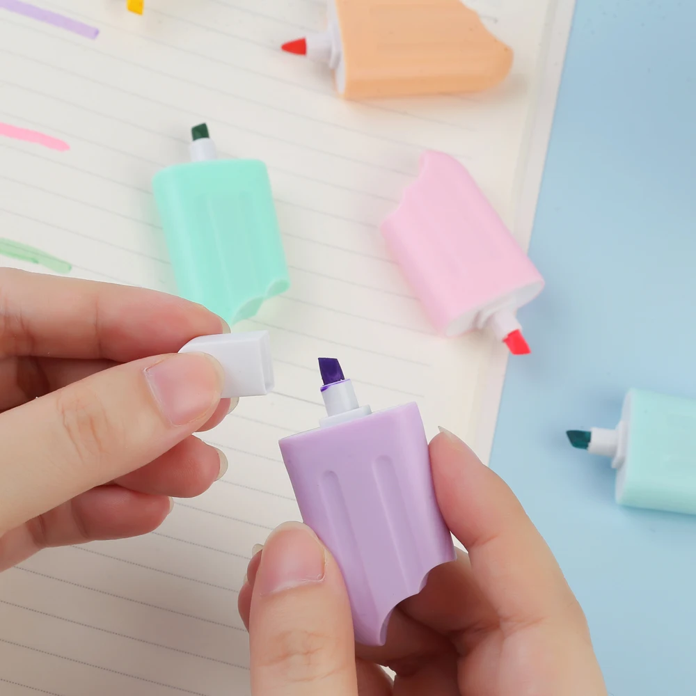 6 Pieces /Pack Lytwtw's Ice Cream Candy Color Highlighter Office School Supplies Gift highlighter marker highlighter pen art marker marker pen
