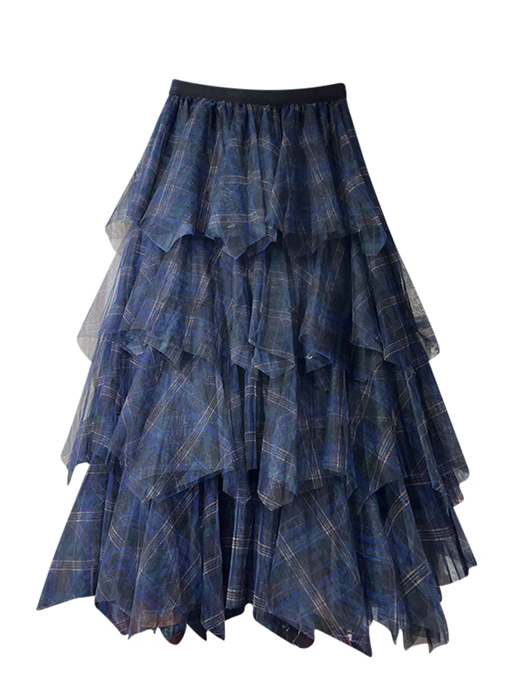 High Waist Draped Me Skirt Women's Spring Summer New Sle Asymmetrical Multi-layer Cake Skirt Vintage Sle Semi-body Skirt