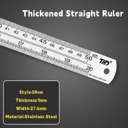 Premium Stainless Steel Double - Sided Ruler - Engineer Grade, Thickened for Precision and Durability (50cm)