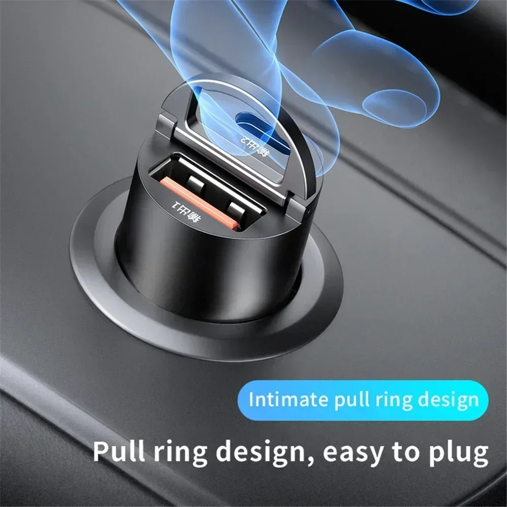 Mini 200W PD QC Pull Ring USB C PD Car Charger Fast Charging Adapter in Car For iPhone Xiaomi Samsung Huawei Car Phone Charger