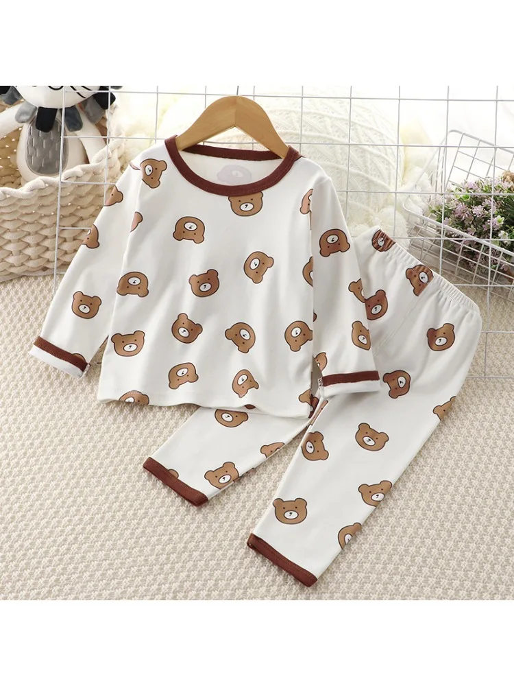 Children's underwear 2-5-8-12 year old baby clothes De Rong Warm Clothes Boys and Girls' Underwear Set Pajamas and home clothing