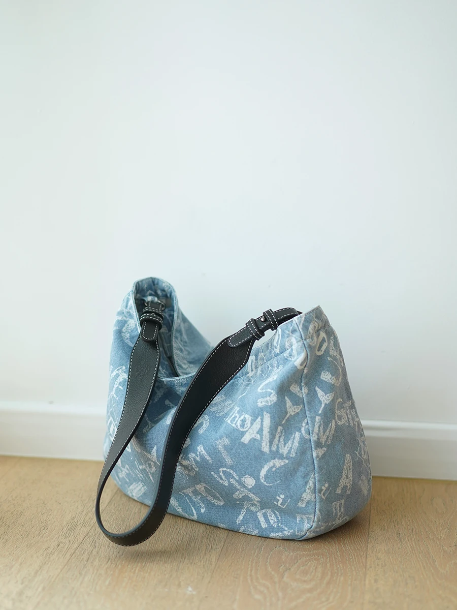 

CATWE design Women's shoulder Commuter Denim Graffiti Underarm Tote Bag Crossbody bag Casual new