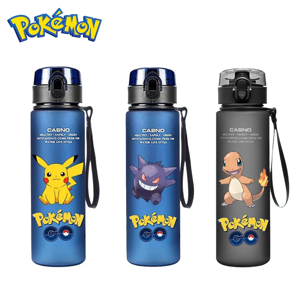 Cute Pokemon Sports Water Bottle Pikachu 560Ml Water Glass Bottiglie D'Acqua Per Adulti All'Aperto Con Paglia Regalo Portatile In Plastica Per Bambini