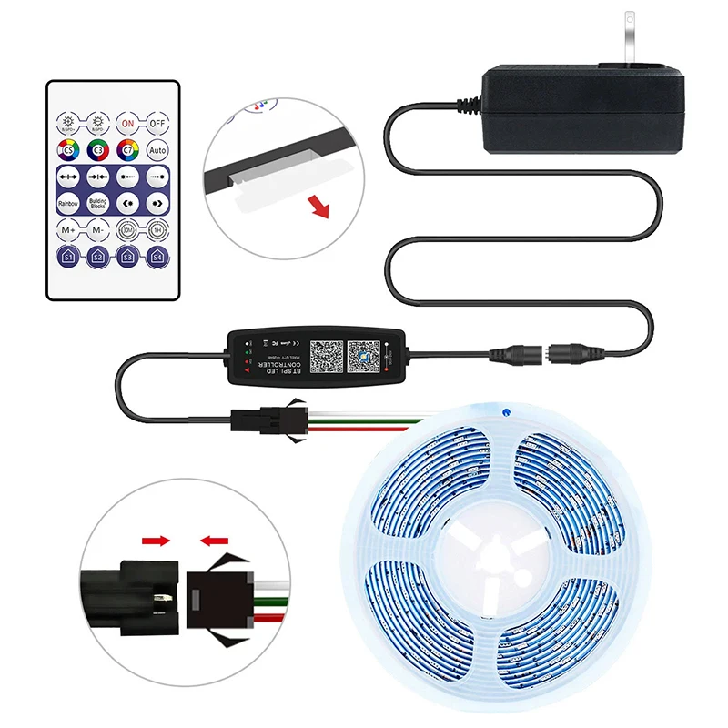 Controlador Bluetooth de Píxeles LED con Control Remoto de 28 Teclas y Sincronización de Música S1e85543f51de4152ae0837d04139deceX
