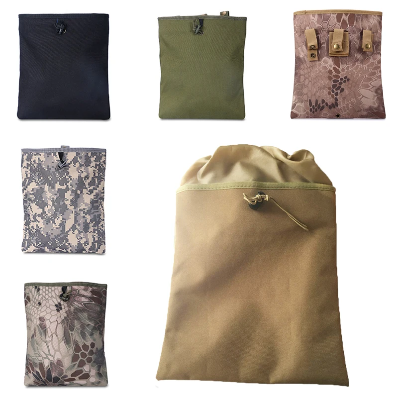 Outdoor Small and Biag MOLLE Dump Pouch Tactical Mag Recovery Pouch Drawstring Magazine Recycling Pouch Airsoft Hunting Gear
