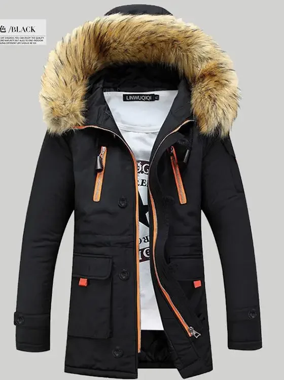 023 Winter Warm Thick Men Jacket Casual Parkas Hoodie Cotton Solid Color Zipper Warm Korean Style Fitness Fashion Men's Coat
