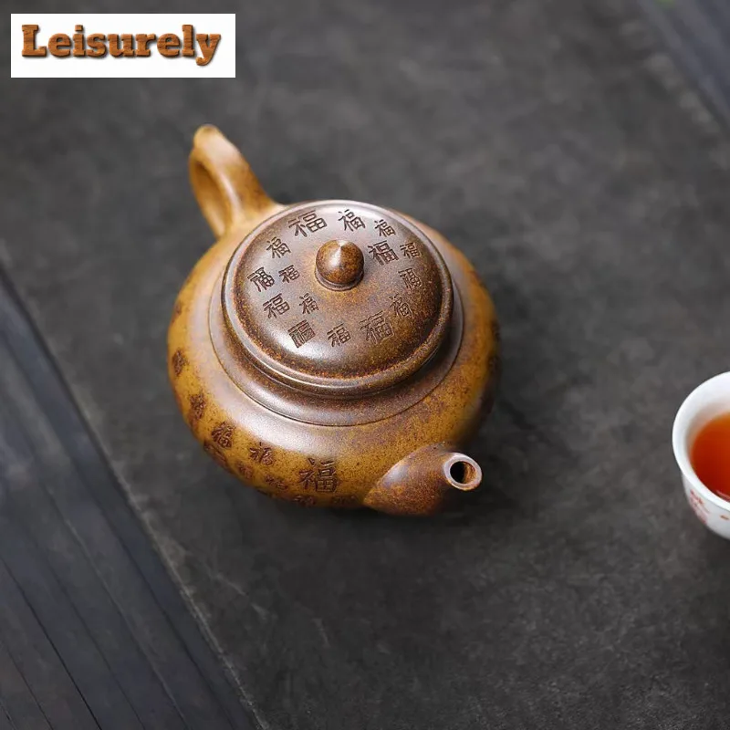 350ml Luxury Yixing Purple Clay Teapots Handmade Pot Raw Ore Wood-fired Porcelain Mud Kettle With Filter Zisha Tea Set Tea Gift