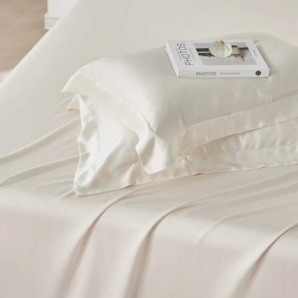 Liv-Esthete 30MM 100% Silk Fitted Sheet With Pillowcases Luxury Natural Fabric Double Queen King Bed Sheet With Elastic Bands 5