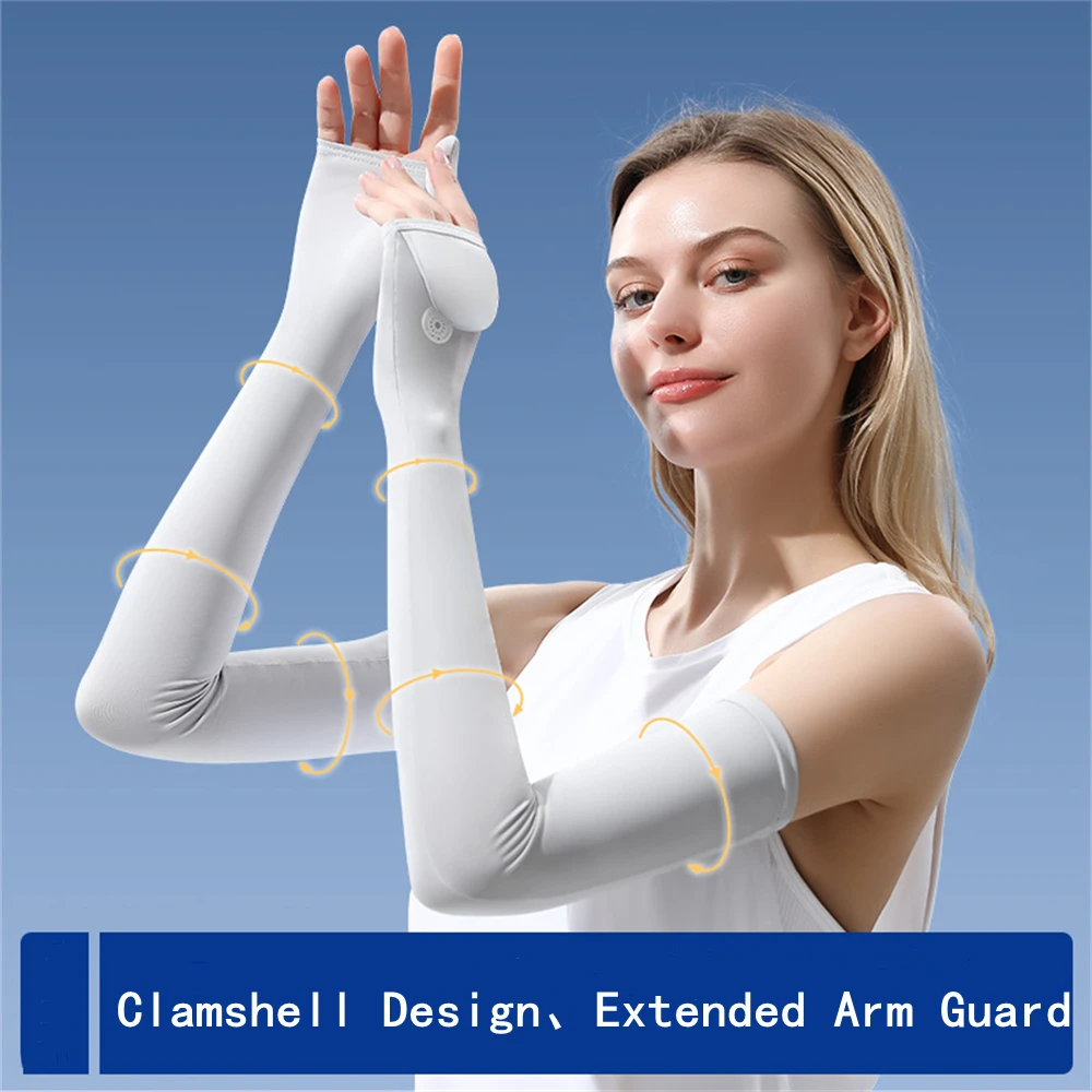 

Outdoor Sunscreen Sleeves Hand Back Sunshade Flip Gloves Long Ice Silk Arm Sleeves Cover Running Anti-UV Gloves Summer Supplies