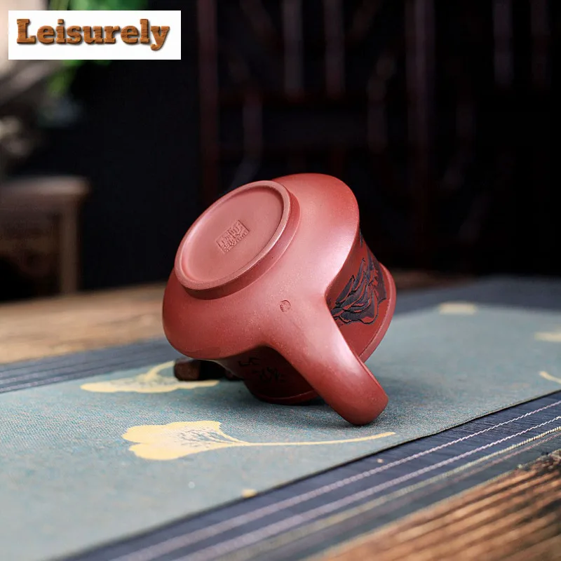 280ml Retro Yixing Purple Clay Teapots Master Handmade View Mountains Pot Raw Ore Purple Mud Tea Brewing Kettle Zisha Tea Set