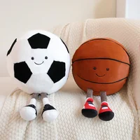Smile Expression Basketball Football Pillow Soccer Ball Shaped Plush Toys Home Decoration Soft Cushion Birthday Christmas Gift 1