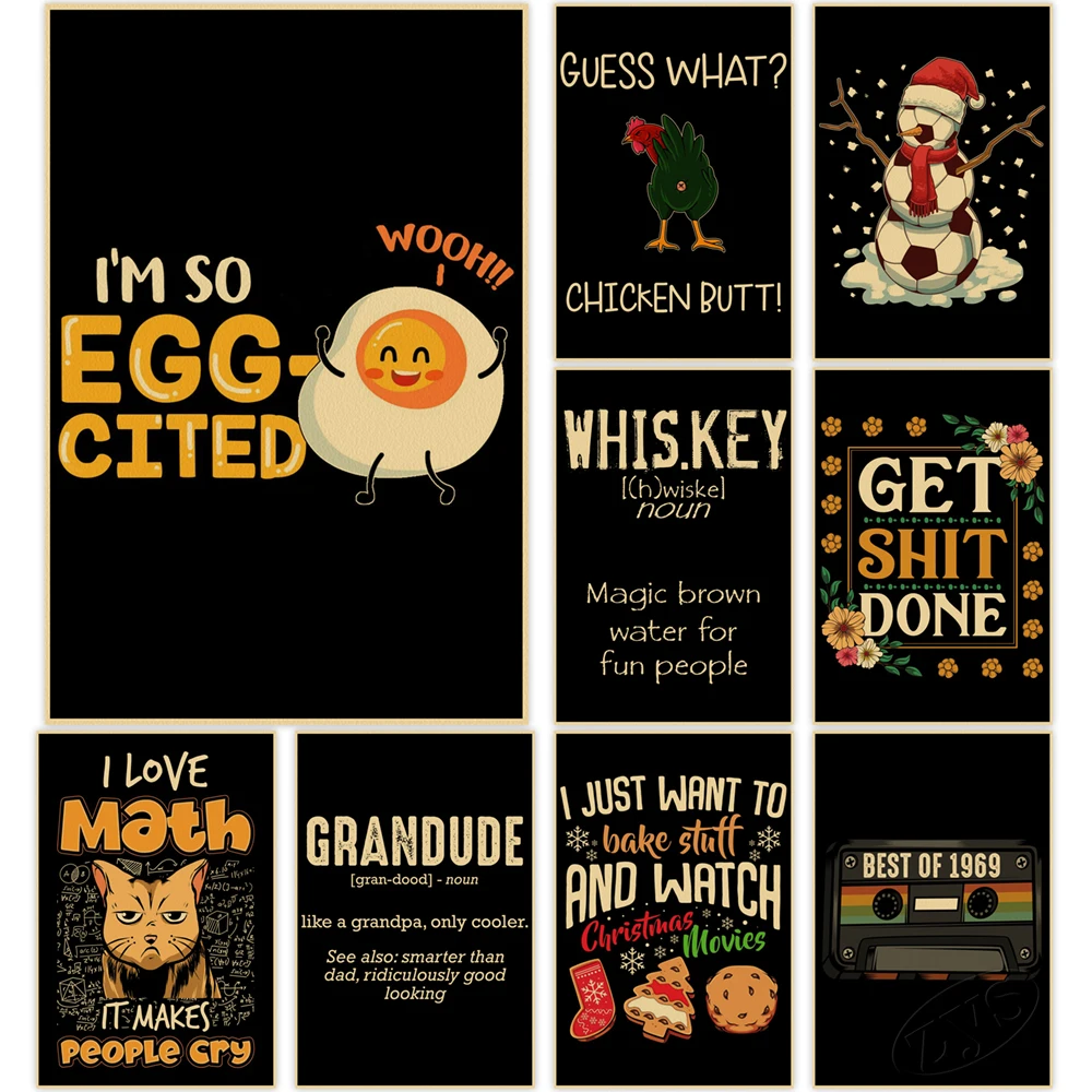 

Animal Painting English Alphabet Poster Cat Wall Chicken Picture Snowman Kraft Paper Cuadros Living Room Retro Home Decor Mural