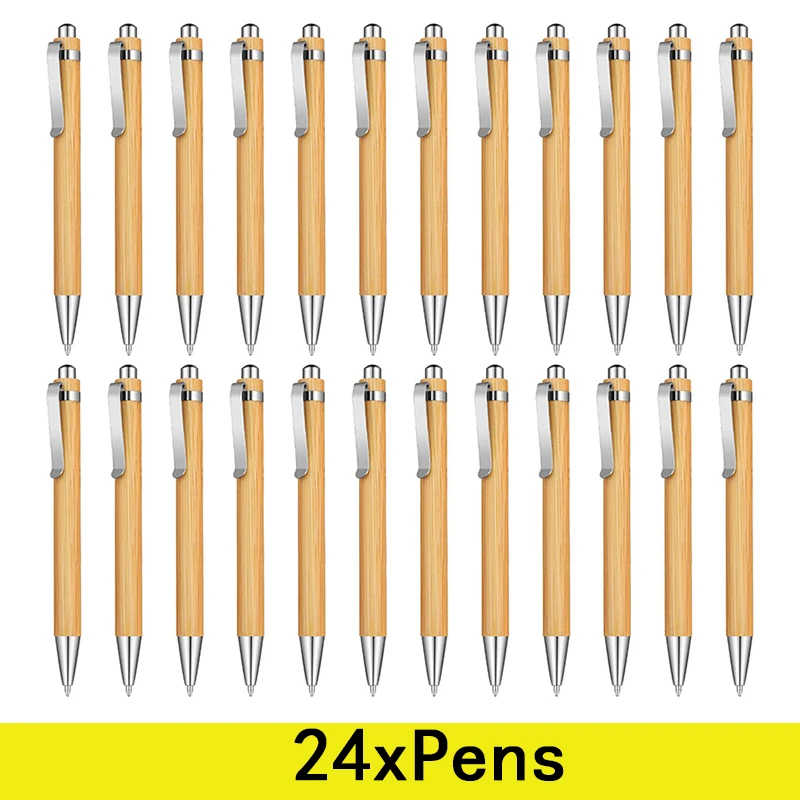 

24Pcs Bamboo Wooden Retractable Ballpoint Pen Black Ink 1 mm Pens Journaling Pens for Gifts Writing Office School Supplies