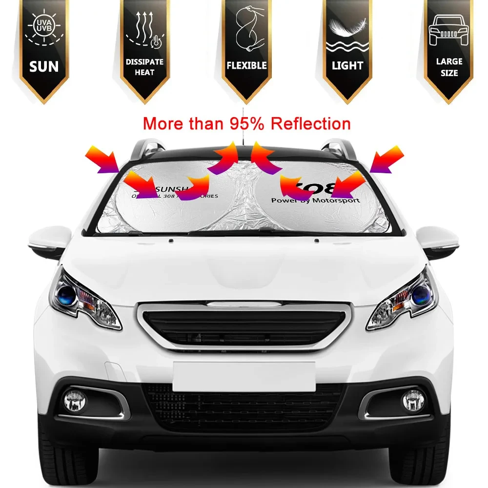 Car Windshield Sunshade Apply for Peugeot 308 206 207 208 107 108 306 307 407 408 508 2008 5008 RCZ Auto Accessories Suncover
