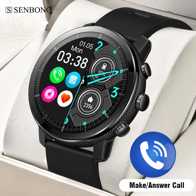 SENBONO2023NewMensSmartWatchRoundBluetoothDialsCallWatchWaterproofFitnessTracker
