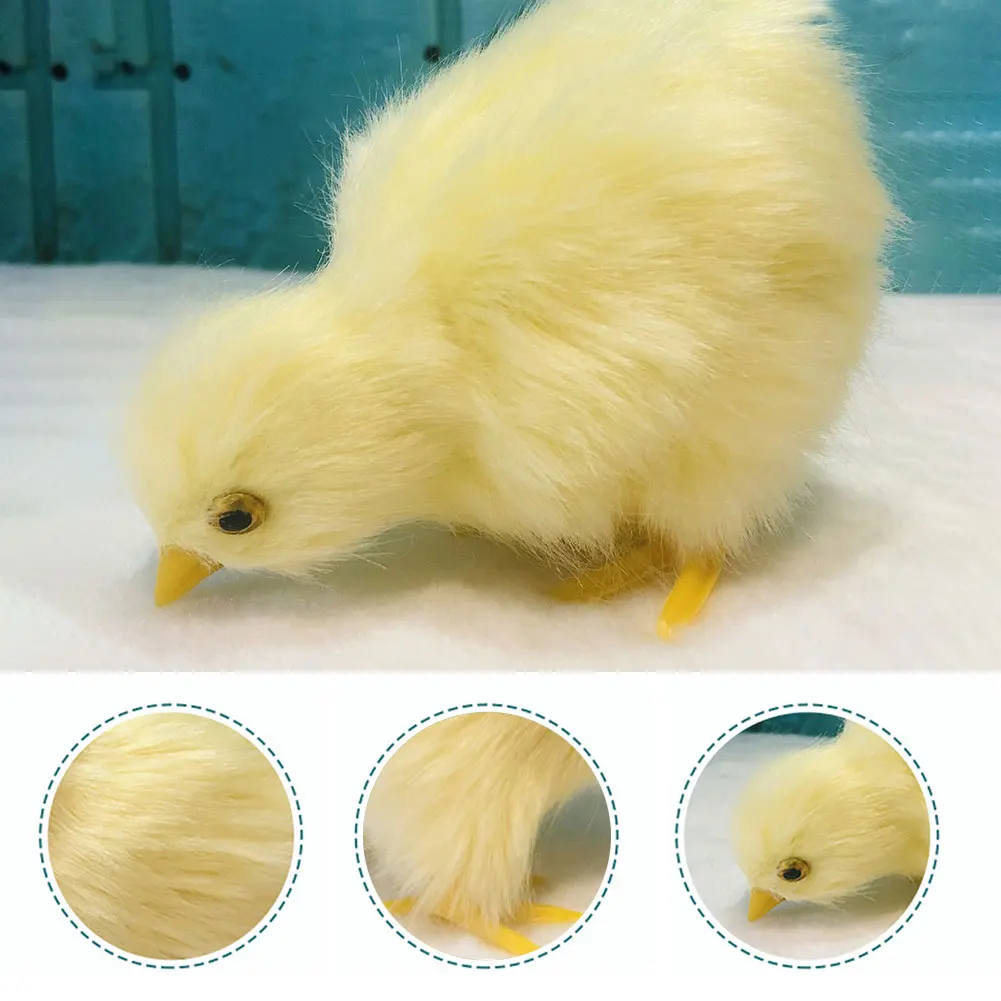 Simulation Chick Rabbit Plush Toy Children Cognition Chicken Model Figurine Realistic Furry Animal Doll Chicken Easter Gift 5