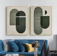 Green Beige 2 Piece Wall Art Textured Abstract Painting Modern Minimalist Canvas Paintings Posters Print Living Room Home Decor 4