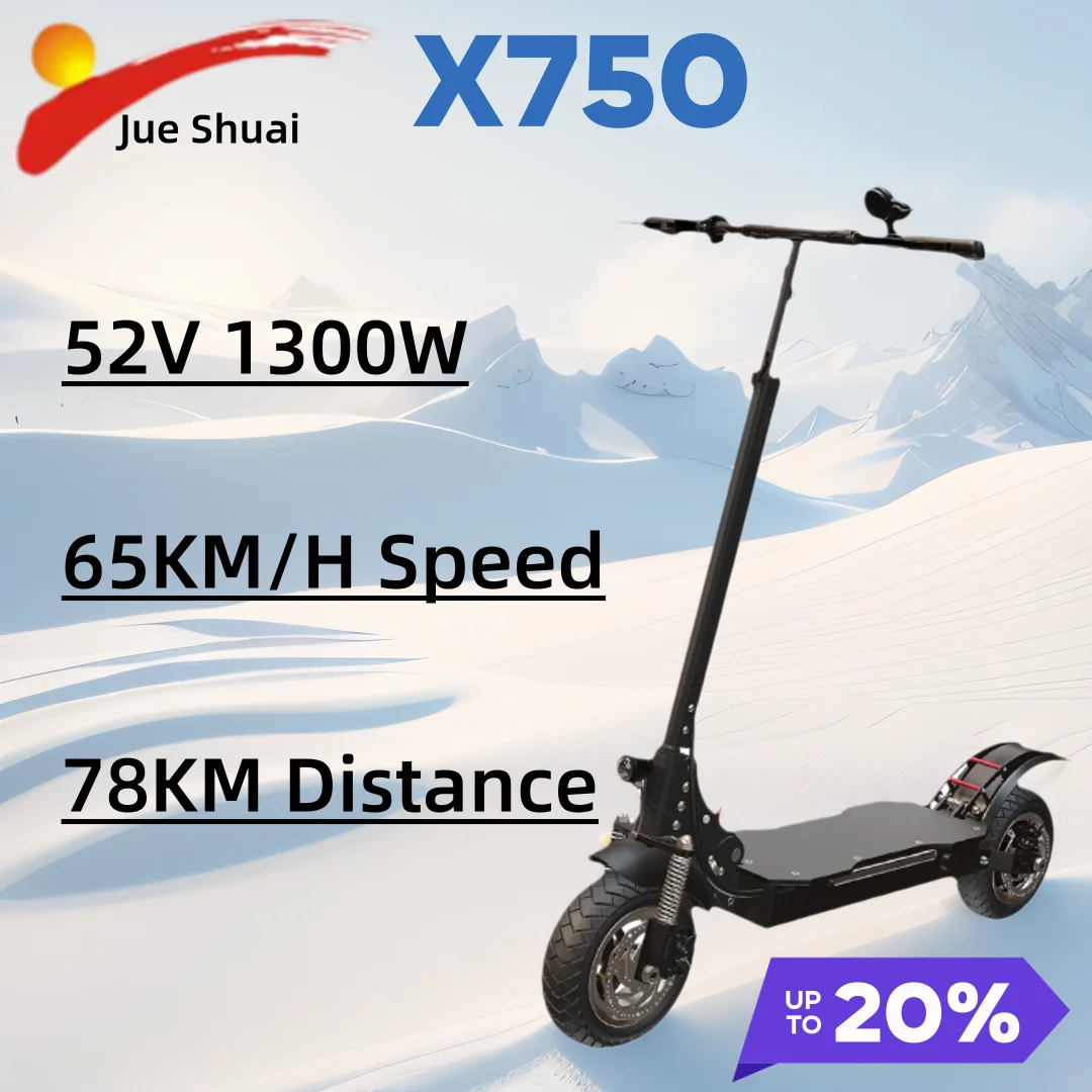 

Выдвижной Электрический скутер X750, 65 км/ч, высокоскоростной двигатель 1300 Вт, электрический скейтборд дальнего действия 78 км, 10-дюймовые пневматические уличные шины