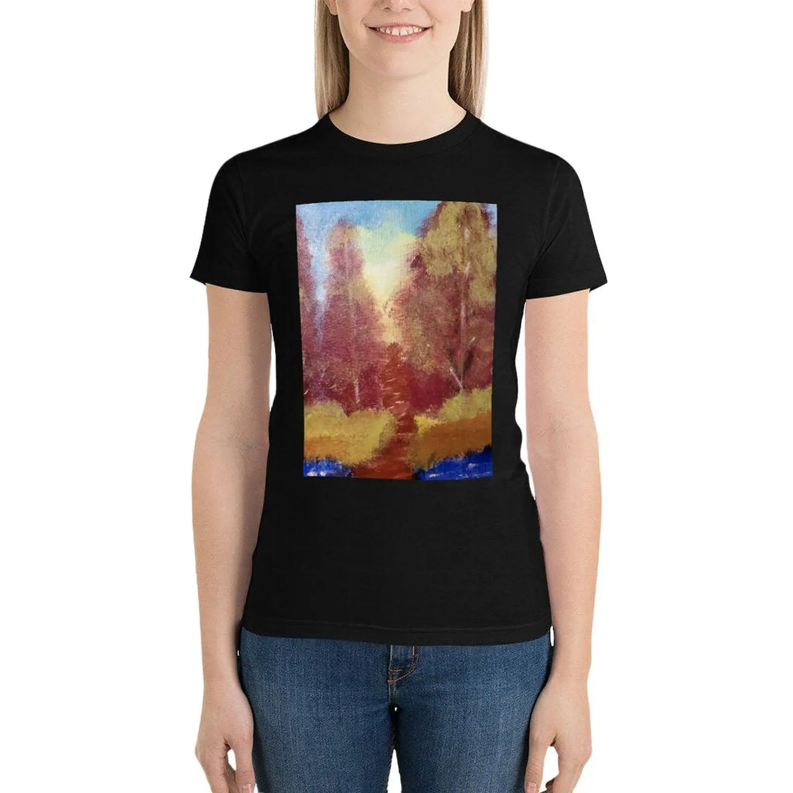 

Autumn Path T-Shirt plus size tops korean fashion lady clothes t-shirts for Women graphic tees funny