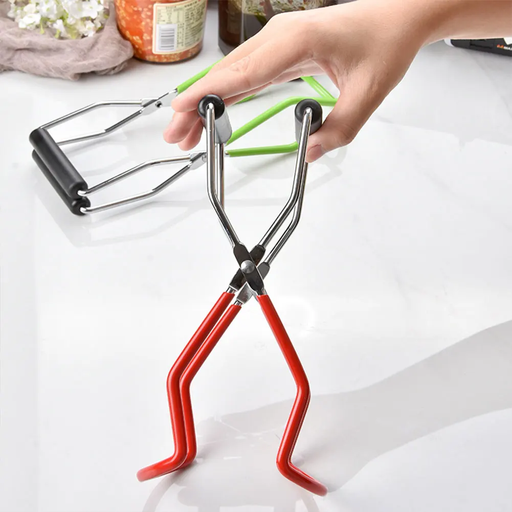 Glass Lifter with Grip Handle Canning Gripping Tongs Stainless Steel Glass Tongs Heat Resistance for Safe Secure Grip