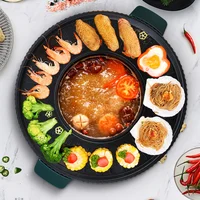 Korean-style Grill Pan Shabu-shabu Frying Pot Home Multi-functional Hot Pot Barbecue Integrated Pot Multicooker Electric Pot 2