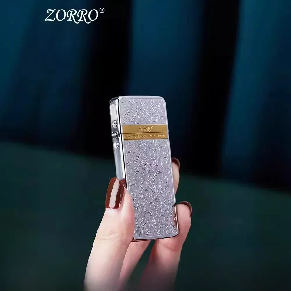 ZORRO Kerosene Lighter Ultra-thin Carving Craft Grinding Wheel Pure Copper Men's Lighter Gift 6