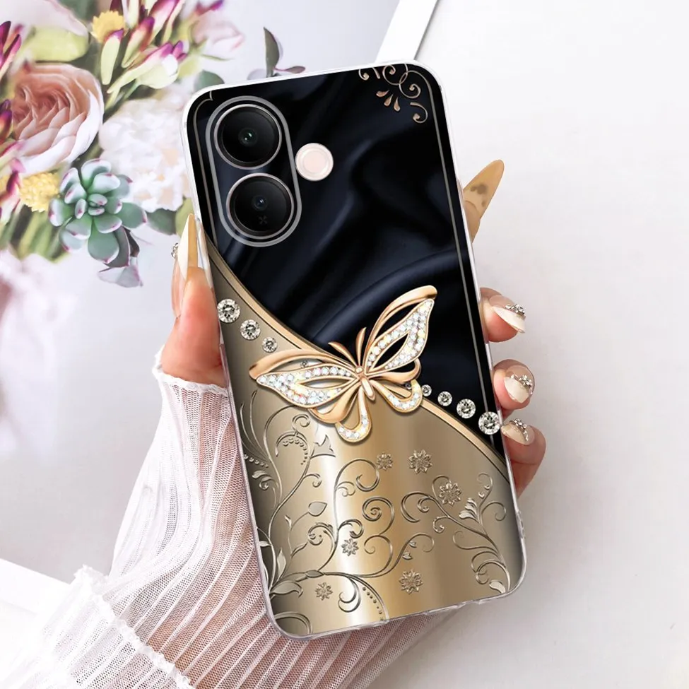 Clear Luxury Cute Cat & Butterfly Painted Case