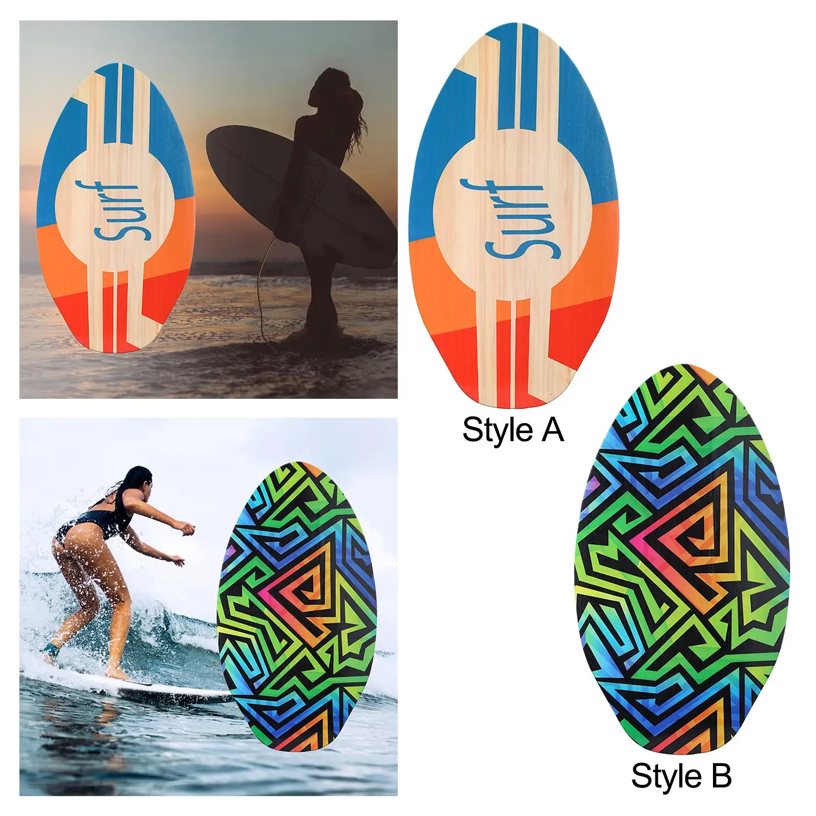 Suring Skimboard Wooden Surfing Skim Boards Beach Water Toys Surfboards for Kids Adults Teens