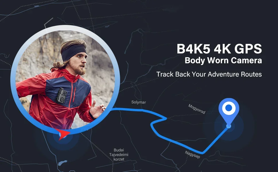 4K Body Camera IP68 GPS Bodycam 128GB & Charging Dock