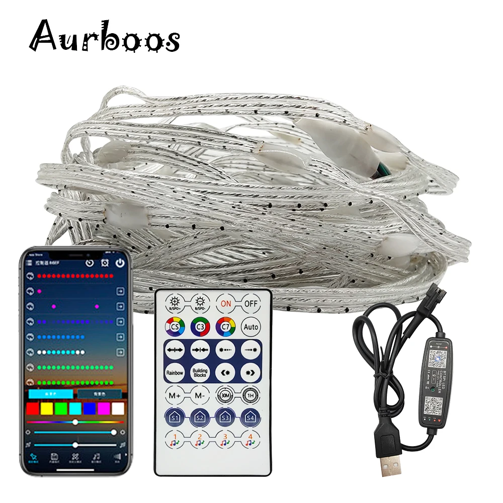 

WS2812b RGB LED String Lights With USB 5V Music Bluetooth Controller RGB Full Color Light For Party Wedding Bedroom Room Decor