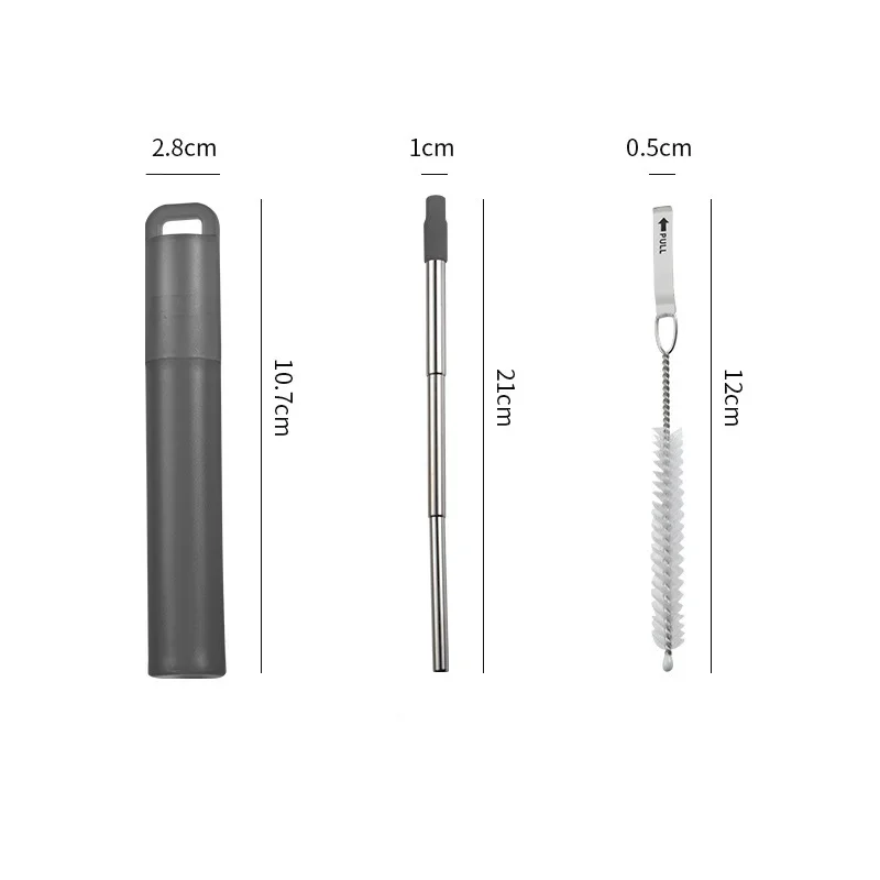 Canudos telescópicos reutilizáveis portáteis, canudos dobráveis de aço inoxidável para viagens, trabalho e passeios, chaveiro, canudos telescópicos edc