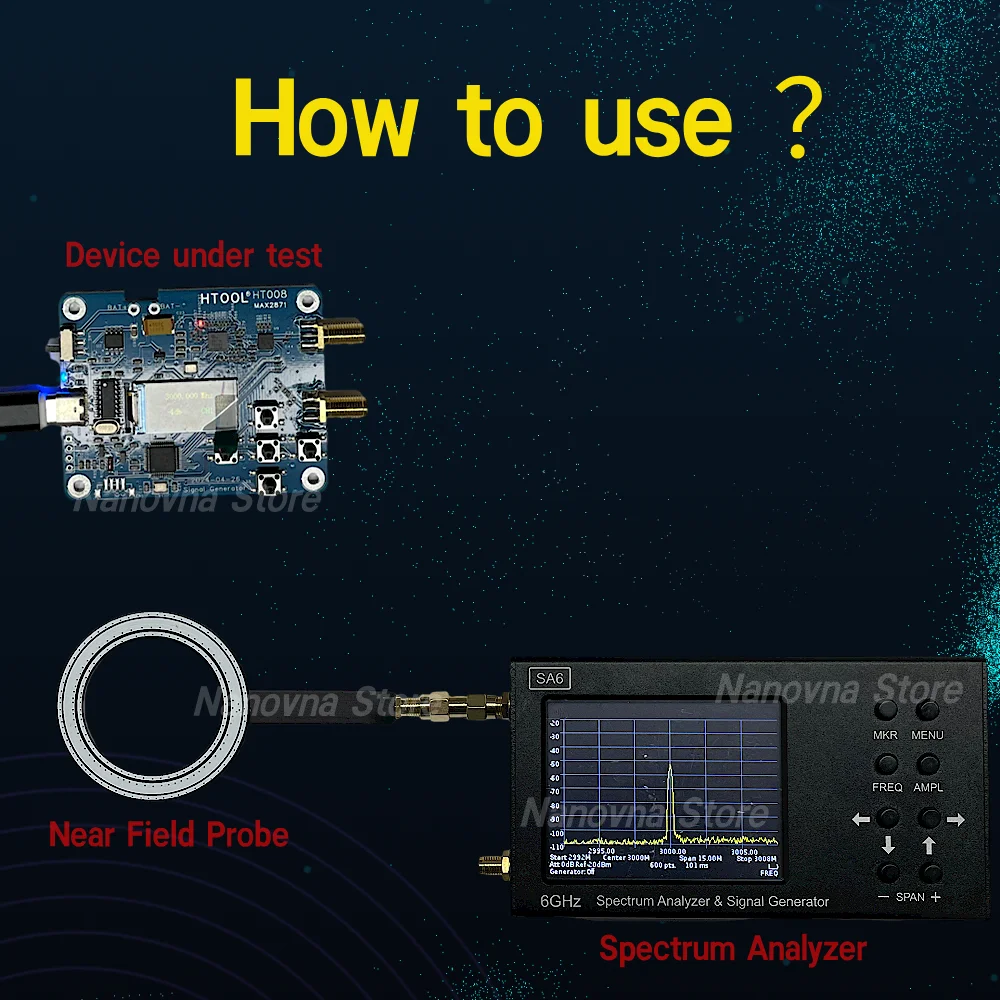 Nanovna HT08 EMI EMC Near Field Probe Kit 9KHz-7GHz Work on Receivers SA6 Analyzer Preamplifiers RE CE Test Locate Interference